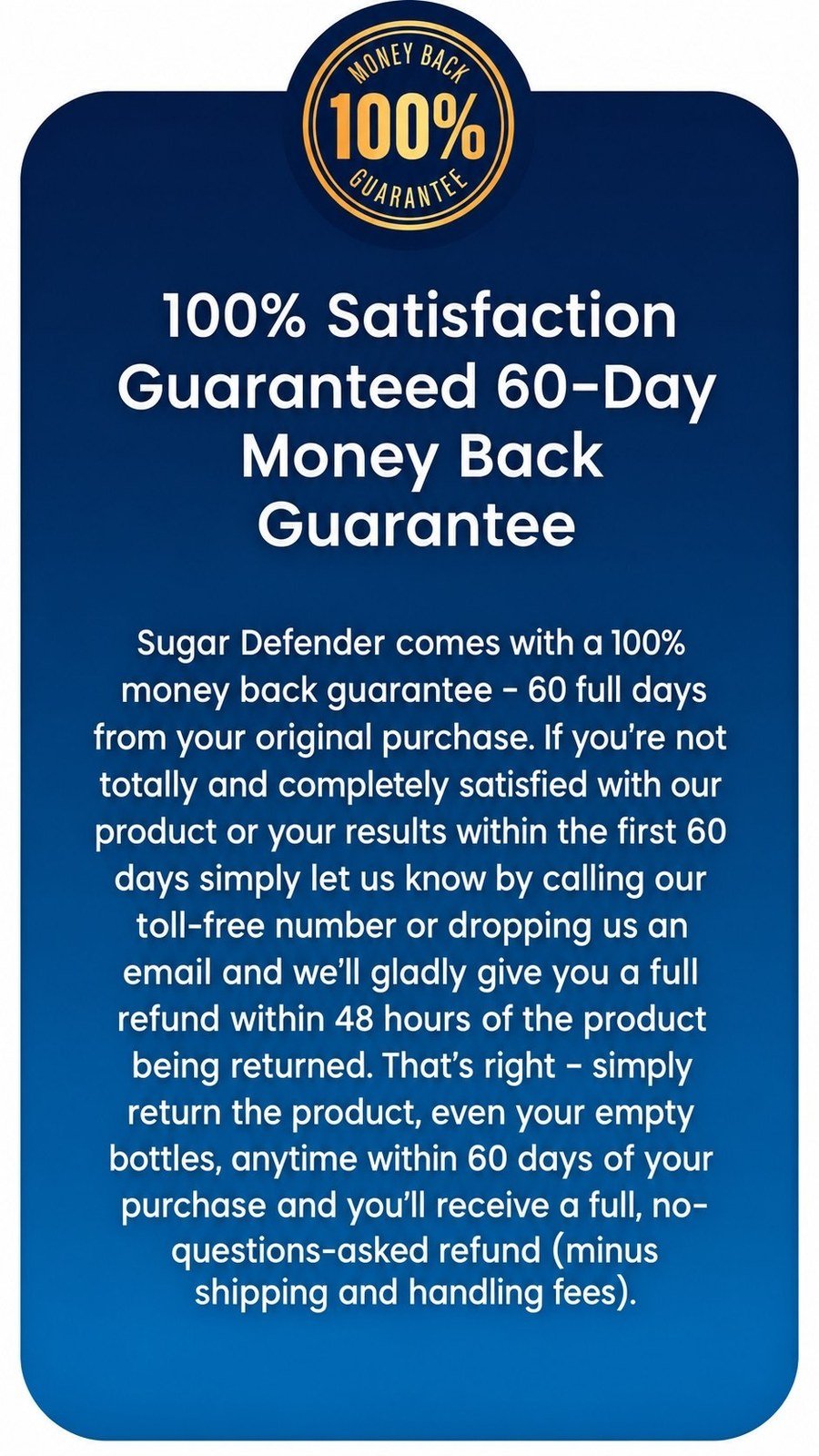 Sugar Defender 60-day satisfaction guarantee